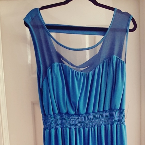 Love Squared Dresses Teal Maxi Illusion Cut Out Dress Poshmark